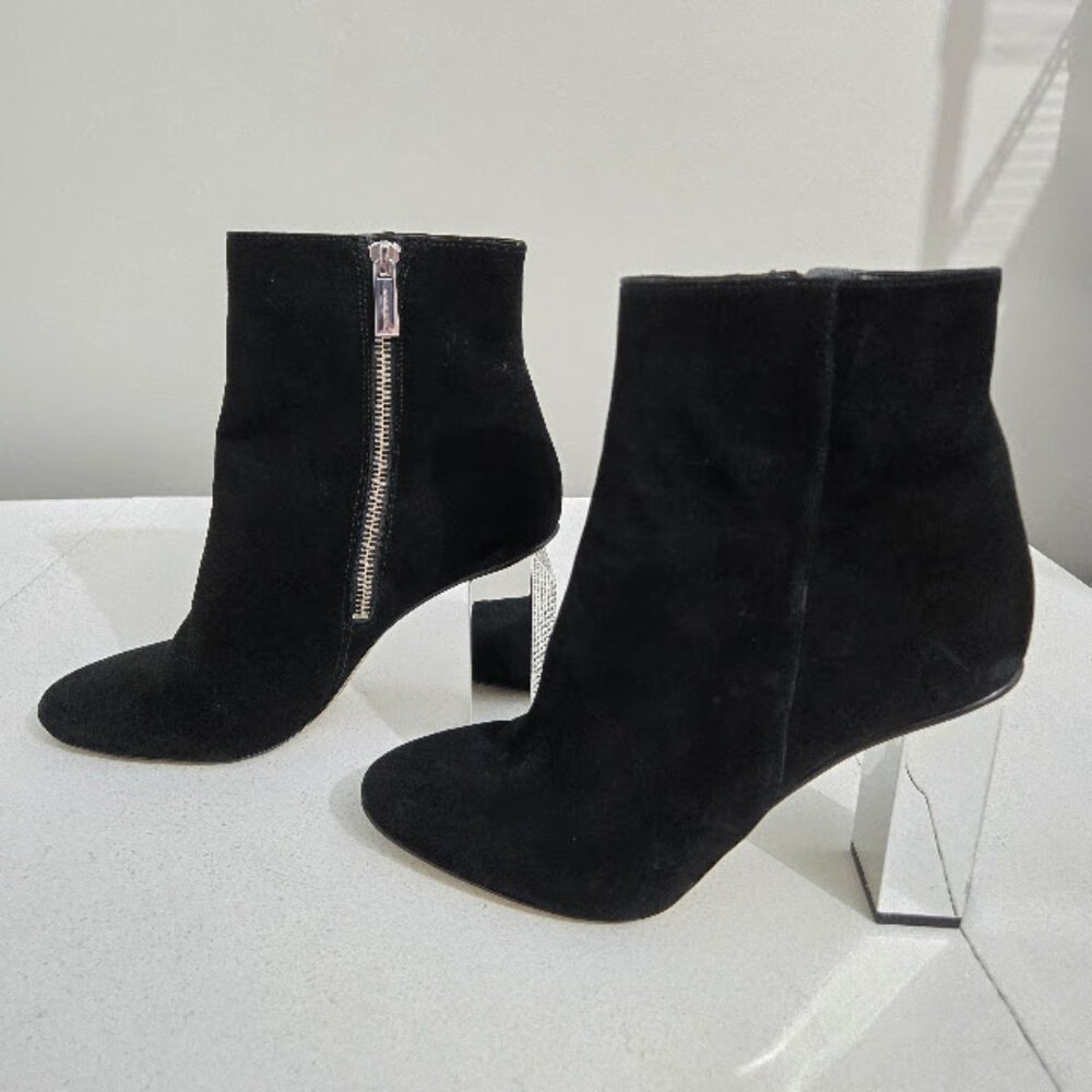 Michael Kors Black Suede Petra Ankle Boots Booties Sz 9M Pave Bling Formal Hoco - Picture 5 of 15